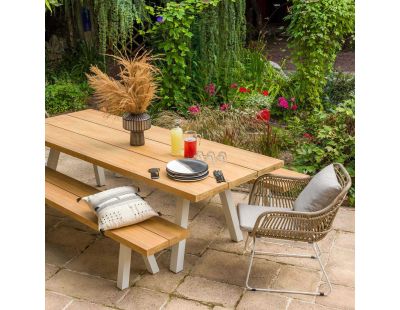 Table de jardin en aluminium et teck recyclé 10 personnes