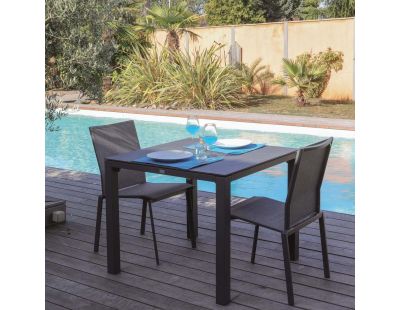 Table de jardin carrée en aluminium plateau HPL Stoneo