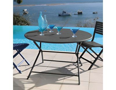 Table de jardin ronde en aluminium 4 personnes Globe (Graphite)