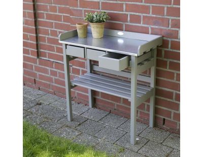 Table de jardinage en pin et zinc (Gris)