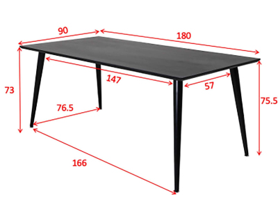 Table de repas en MDF et acier Dipp 180 x 90 cm (Noir)