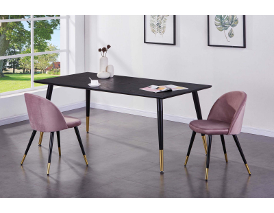 Table de repas en MDF et acier Dipp 180 x 90 cm (Noir et cuivre)