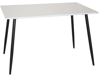 Table de repas en MDF et acier 120 x 80 cm Polar (Blanc avec pieds noirs)