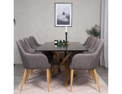 Table de repas 90 x 180 cm Piazza (Noir, Marron)