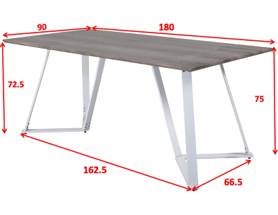 Table de repas acier et MDF Marina 180 x 90 cm