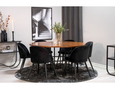 Table de repas effet bois et noir en MDF et acier Copenhagen 140 cm