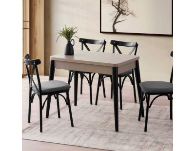 Table de repas extensible Dolunay (Noir, Mocha)