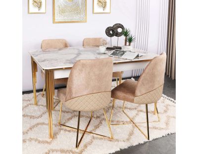 Table repas extensible imitation marbre blanc Damla