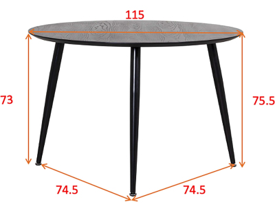 Table ronde 115cm MDF et acier Dipp