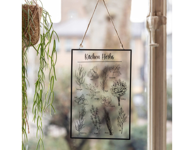 Tableau en verre herbes aromatiques