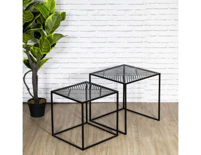 Tables gigognes en métal carrées (Lot de 2) (Riga)