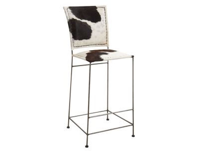 Tabouret de bar en peau de vache et métal