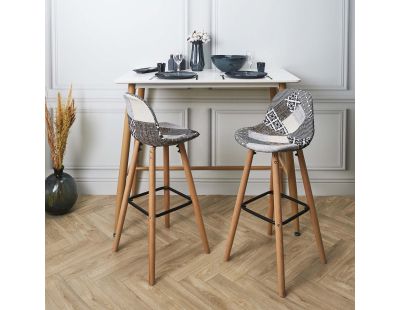 Tabouret de bar scandinave Patchwork (Gris)