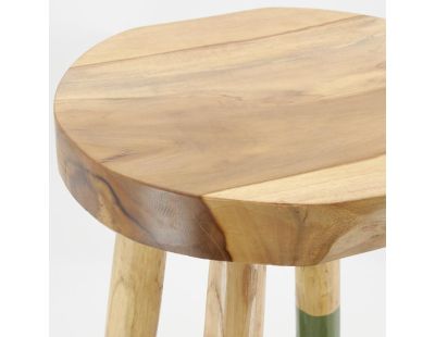 Tabouret rond en teck massif - Arden (Kaki)