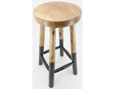 Tabouret rond en teck massif - Arden (Noir)