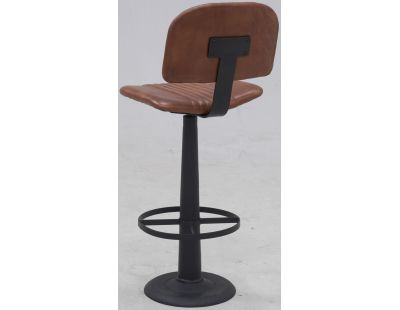 Tabouret barbier en cuir de buffle et métal