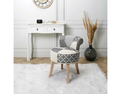 Tabouret bas patchwork Eleonor (Gris)