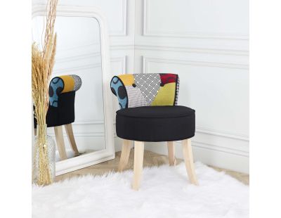 Tabouret bas patchwork Eleonor (Multicolore)