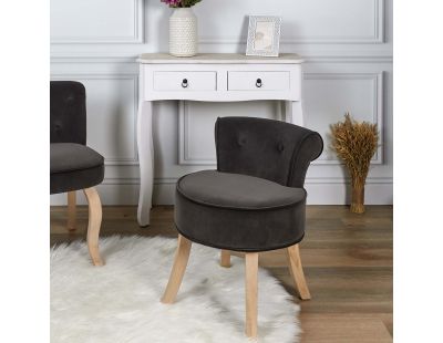 Tabouret bas en velours Eleonor (Gris anthracite)