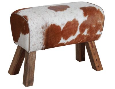 Tabouret rectangulaire en peau de vache