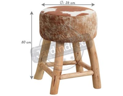 Tabouret en bois et peau de vache