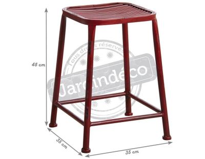 Tabouret carré en métal (Rouge)