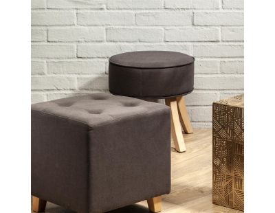 Tabouret en lin et bois Roméo (Lot de 2) (Gris)