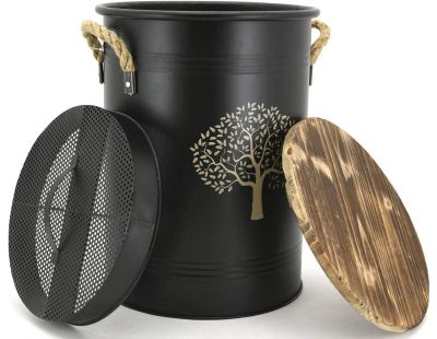 Tabouret et seau à pellets avec pelle Arbre (Métal laqué Arbre de vie)