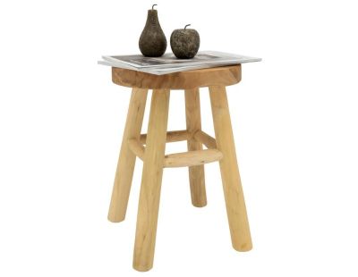 Tabouret rond en teck massif - Arden (Naturel)