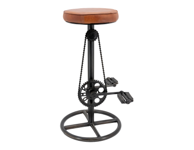 Tabouret vélo vintage en cuir de chèvre