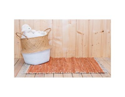 Tapis en coton rouille à franges