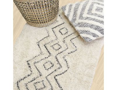 Tapis en coton naturel et noir 60 x 90 cm (Graphique)