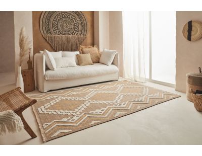 Tapis intérieur extérieur aspect jute jaune Tijuana 9054 (90 x 67 cm)