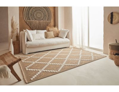 Tapis intérieur extérieur aspect jute jaune Tijuana 9041 (90 x 67 cm)