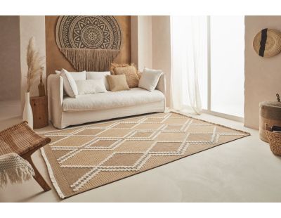 Tapis intérieur extérieur aspect jute jaune Tijuana 9048 (90 x 67 cm)