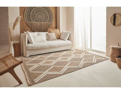 Tapis intérieur extérieur aspect jute marron Tijuana 9048 (90 x 67 cm)