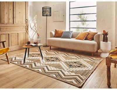 Tapis intérieur extérieur aspect jute noire Tijuana 9054 (180 x 67 cm)