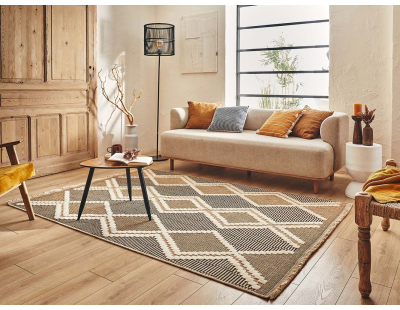 Tapis intérieur extérieur aspect jute noire Tijuana 9048 (90 x 67 cm)