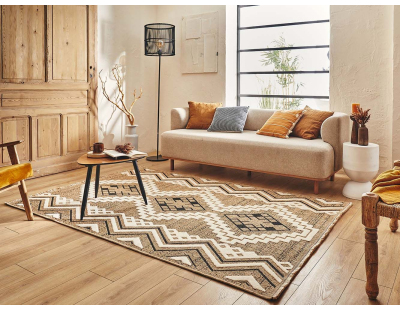 Tapis intérieur extérieur aspect jute noire Tijuana 9054 (90 x 67 cm)