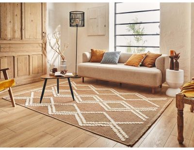 Tapis intérieur extérieur aspect jute terracotta Tijuana 9048 (180 x 67 cm)