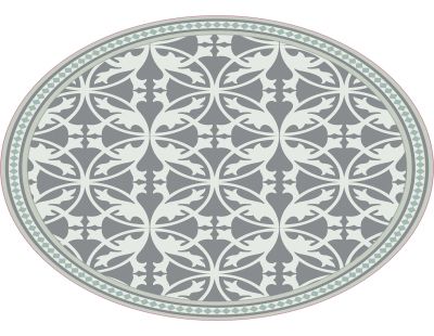 Tapis intérieur extérieur en vinyle carreaux de ciment feuilles (Diamètre 100 cm)