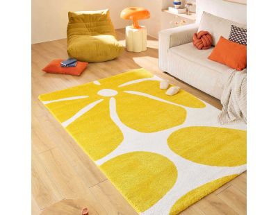 Tapis intérieur à poils longs Swing 385 jaune (120 x 160 cm)