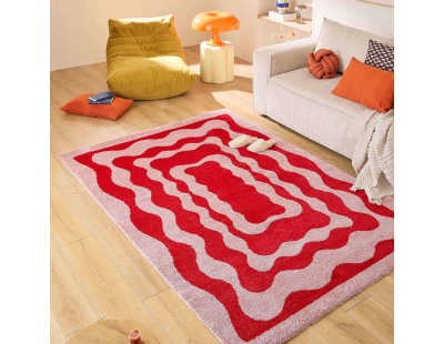 Tapis intérieur à poils longs Swing 382 rouge (120 x 160 cm)