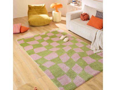 Tapis intérieur à poils longs Swing 383 vert (120 x 160 cm)