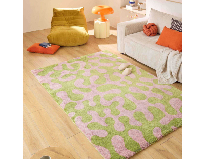 Tapis intérieur à poils longs Swing 384 vert (80 x 140 cm)