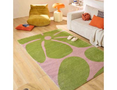 Tapis intérieur à poils longs Swing 385 vert (80 x 140 cm)