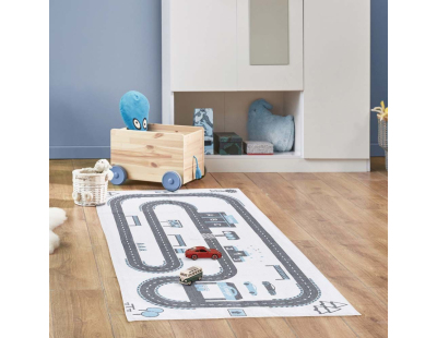 Tapis jeu enfant en coton 140x70 cm (Circuit de voitures)