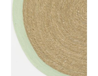 Tapis en jonc 120 cm naturel bordure colorée (Vert)