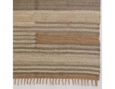 Tapis en jute naturel et coton naturel et teinté Ethnique (Naturel et gris - 160 x 230 cm)