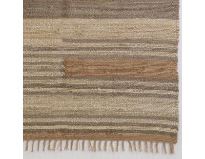 Tapis en jute naturel et coton naturel et teinté Ethnique (Naturel et gris - 120 x 180 cm)